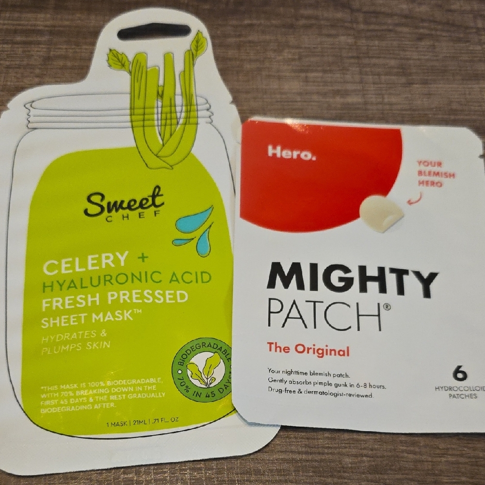 💕3/$20💕 NEW - Sweet Chef Celery Sheet Mask and Hero Mighty Patch Set